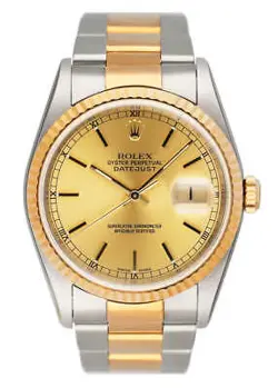 NOS ROLEX DATEJUST 16233 CHAMPAGNE DIAL MENS WATCH BOX PAPERS