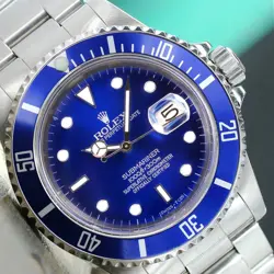 ROLEX SUBMARINER 16610 WATCH STAINLESS STEEL BLUE DIAL & INSERT OYSTER BAND.
