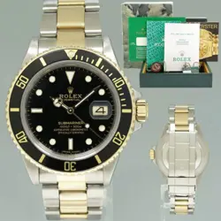 PAPERS ROLEX SUBMARINER DATE 16803 TWO-TONE GOLD STEEL BLACK 40MM WATCH BOX