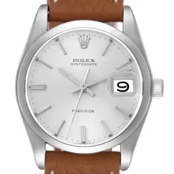 Rolex OysterDate Precision Silver Dial Steel Vintage Mens Watch 6694