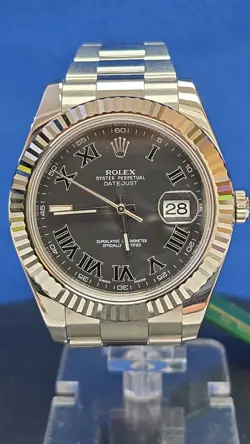 ROLEX DATEJUST 116334 SILVER OYSTER BRACELET WITH FLUTED BEZEL BOX AND PAPERS