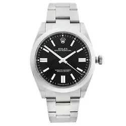 ROLEX OYSTER PERPETUAL 41MM STEEL BLACK DIAL AUTOMATIC WATCH 124300