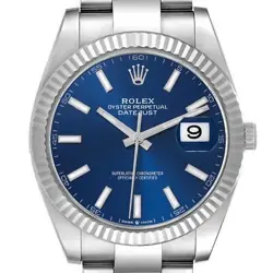 ROLEX DATEJUST 41 STEEL WHITE GOLD BLUE DIAL MENS WATCH 126334