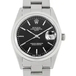 ROLEX OYSTER PERPETUAL DATE 15200 BLACK BAR P NUMBER SECOND HAND MENS