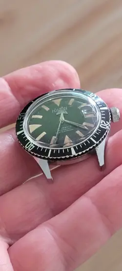 vintage divers Hilton 17 jewel watch, nice patina,bonklip bracelet,read details!