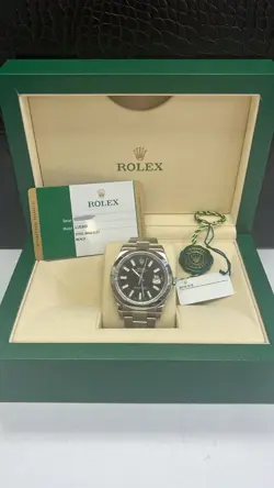 ROLEX DATEJUST 116300 SILVER OYSTER BRACELET WITH SMOOTH BEZEL BOX AND PAPERS
