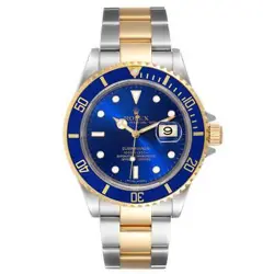 1999 MEN'S ROLEX 40MM SUBMARINER 18K GOLD / STEEL WRISTWATCH WITH BLUE DIAL.