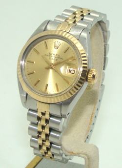 ROLEX 26mm WOMEN's STAINLESS STEEL & 14K GOLD DATE AUTOMATIC WATCH 6917 C. 1981