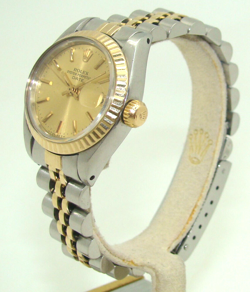 ROLEX 26mm WOMEN's STAINLESS STEEL & 14K GOLD DATE AUTOMATIC WATCH 6917 C. 1981
