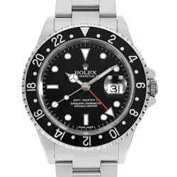 ROLEX GMT MASTER II 16710 BLACK STICK DIAL Z NUMBER SECOND HAND MENS