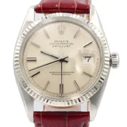 ROLEX DATEJUST 1601 MENS STAINLESS STEEL WATCH WITH WHITE GOLD BEZEL SILVER DIAL