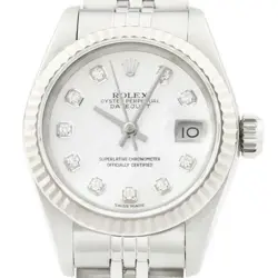 ROLEX LADIES DATEJUST 69174 18K GOLD & STEEL MOTHER OF PEARL DIAMOND DIAL WATCH