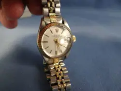 ROLEX Vintage OYSTER PERPETUAL DATE Womens Watch 14k Gold BEZEL & BAND CAPS