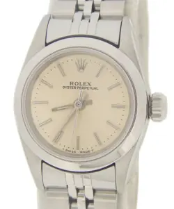 LADIES ROLEX 67180 STAINLESS STEEL OYSTER PERPETUAL WATCH SILVER DIAL