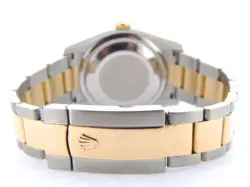 Mens Rolex Datejust 18K Yellow Gold & Steel Oyster Band Ivory Roman Dial 116233