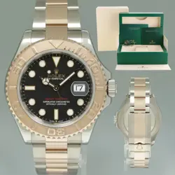 2022 MINT ROLEX YACHT-MASTER 126621 BLACK EVEROSE GOLD TWO TONE WATCH BOX