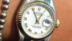 ROLEX 69173 DATEJUST LADIES WATCH 26mm GOLD & SS_WHITE ROMAN DIAL_QUICK SET