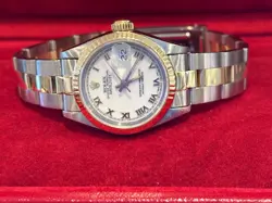 ROLEX 69173 DATEJUST LADIES WATCH 26mm GOLD & SS_WHITE ROMAN DIAL_QUICK SET