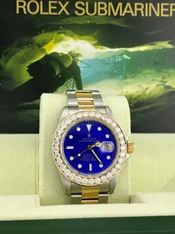 ROLEX SUBMARINER 16803 BLUE DIAL DIAMOND BEZEL 18K YELLOW GOLD STAINLESS STEEL