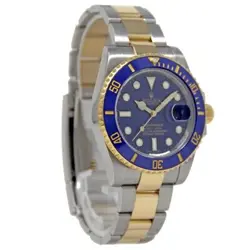 Rolex Submariner 2-Tone BLUE Ceramic Bezel 116613LB FACTORY BOX & PAPERS #2114-2