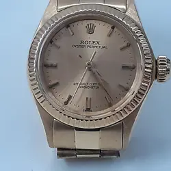 VINTAGE ROLEX OYSTER PERPETUAL LADIES 26MM 18K YELLOW GOLD WATCH 6619 CIRCA 1966