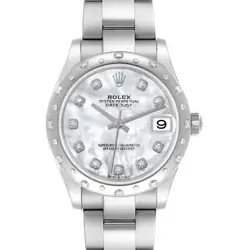 ROLEX DATEJUST MIDSIZE STEEL WHITE GOLD MOP DIAMOND DIAL WATCH 278344