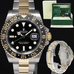 2017 MINT PAPERS ROLEX GMT-MASTER 2 CERAMIC 116713 BLACK TWO TONE STEEL GOLD