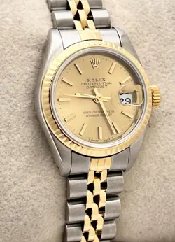 ROLEX DATEJUST LADIES 69173 CHAMPAGNE DIAL 18K YELLOW GOLD STAINLESS STEEL