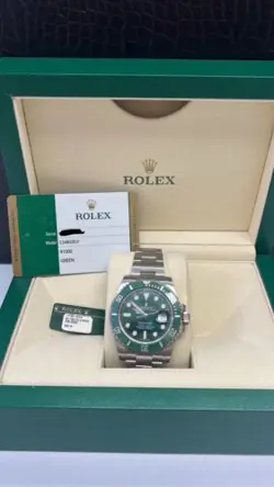 ROLEX SUBMARINER 116610LV “HULK” OYSTER BRACELET WITH GREEN BEZEL BOX & PAPERS