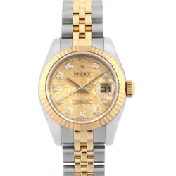 ROLEX DATEJUST 10P DIAMOND 179173G CHAMPAGNE GOLD CARVING COMPUTER Z NUMBER ...