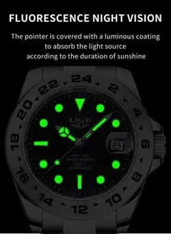 30M WR, SR Glass, Rolex Explorer II 2 Style, Stainless, Men's Watch Sports Watch