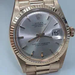 ROLEX DATEJUST 36 MM 18K YELLOW GOLD PRESIDENT AUTOMATIC WATCH 1601 CIRCA 1968