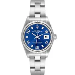 ROLEX DATE 26MM STAINLESS STEEL BLUE DIAL LADIES WATCH 79190