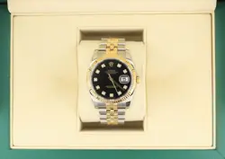 2018 ROLEX DATEJUST 116233 BLACK DIAMOND DIAL TT 18KT JUBILEE NO PAPERS 36MM