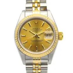 ROLEX DATEJUST T WRIST WATCH 69173 AUTOMATIC K18 YELLOW GOLD SS USED WOMEN