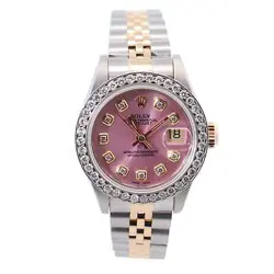 ROLEX DATEJUST 26MM PINK DIAL WATCH 69173 YG