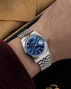Rolex Datejust 36mm Vintage 1970 Pie-Pan Blue Dial Jubilee Watch & Box Ref. 1601