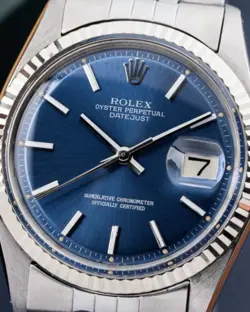 Rolex Datejust 36mm Vintage 1970 Pie-Pan Blue Dial Jubilee Watch & Box Ref. 1601