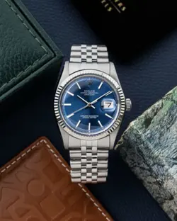 Rolex Datejust 36mm Vintage 1970 Pie-Pan Blue Dial Jubilee Watch & Box Ref. 1601