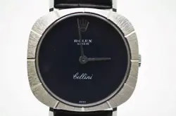 ROLEX WOMEN CELLINI 3808 750 WHITE GOLD CAL.1600 ANTIQUE BLACK DIAL