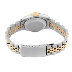 ROLEX DATEJUST CHAMPAGNE TAPESTRY DIAL STEEL YELLOW GOLD LADIES WATCH 69173