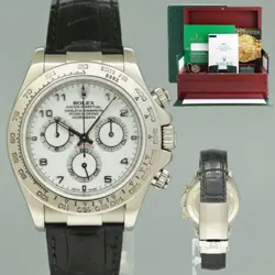 PAPERS ROLEX DAYTONA WHITE GOLD 116519 WHITE ARABIC LEATHER 40MM WATCH BOX