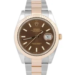 MINT ROLEX DATEJUST 41MM CHOCOLATE BROWN STEEL 18K YELLOW GOLD OYSTER 126331