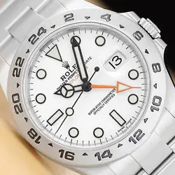 2019 ROLEX EXPLORER II 216570 42MM WHITE STAINLESS STEEL GMT DATE WATCH W/ CARD