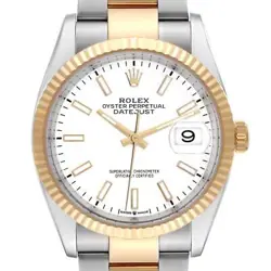 ROLEX DATEJUST STEEL YELLOW GOLD WHITE DIAL MENS WATCH 126233 BOX CARD