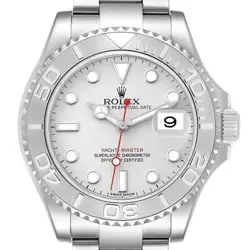 ROLEX YACHTMASTER PLATINUM DIAL STEEL MENS WATCH 116622 BOX CARD
