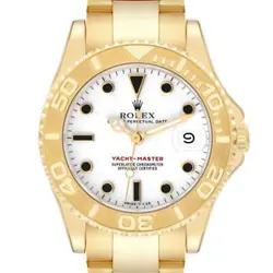 ROLEX YACHTMASTER MIDSIZE YELLOW GOLD WHITE DIAL MENS WATCH 68628