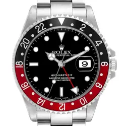 ROLEX GMT MASTER II BLACK RED COKE BEZEL STEEL MENS WATCH 16710 BOX PAPERS