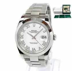2022 ROLEX DATEJUST 41MM 126300 WHITE ROMAN DIAL SMOOTH OYSTER BOX PAPERS