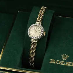 Vintage Rolex Ladies Gold Cocktail Watch 8418 Diamonds 17mm Full Set #W130536-1